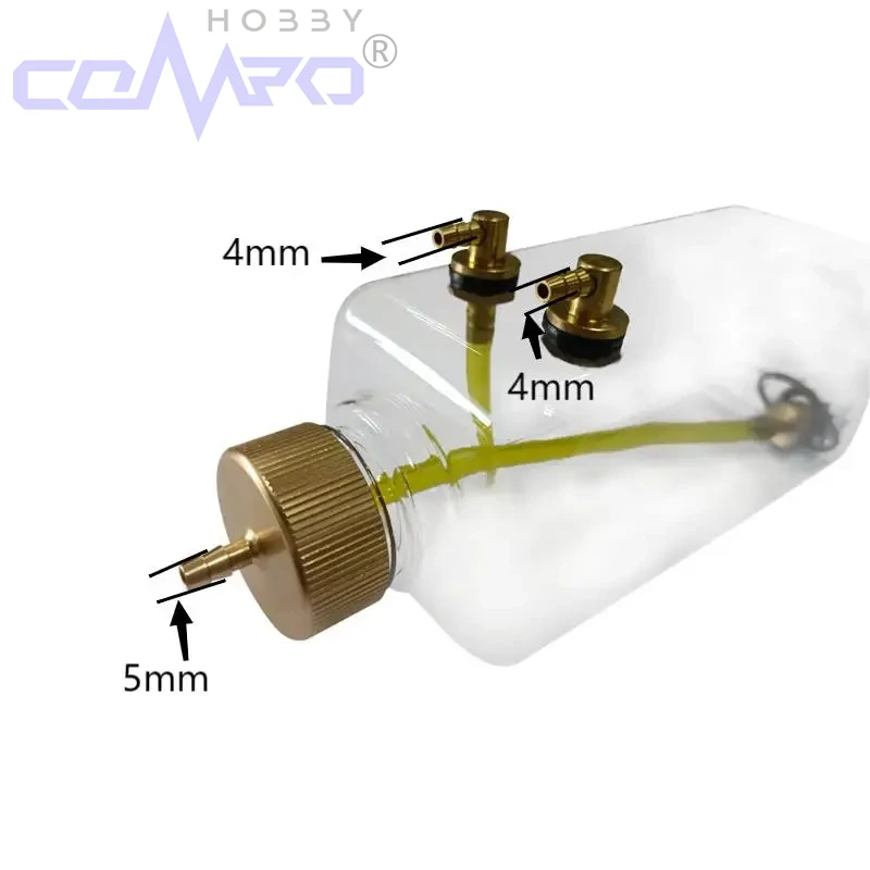 1 szt. Przezroczysty plastikowy zbiornik paliwa RC o pojemności 260/360/500/700/1000/1500 ml z nakrętką CNC w kolorze szampańskiego złota do części samolotów RC