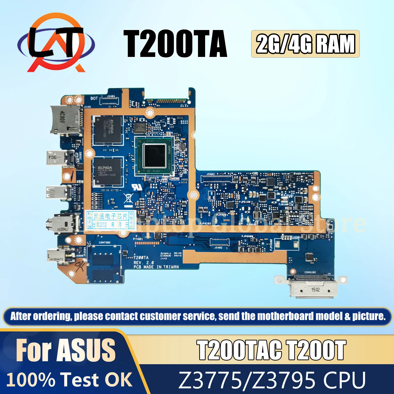 T200TA Notebook Mainboard For ASUS T200 T200TAC Laotop Motherboard With Z3775/Z3795 CPU 2GB/4GB RAM 32G-SSD ddr3