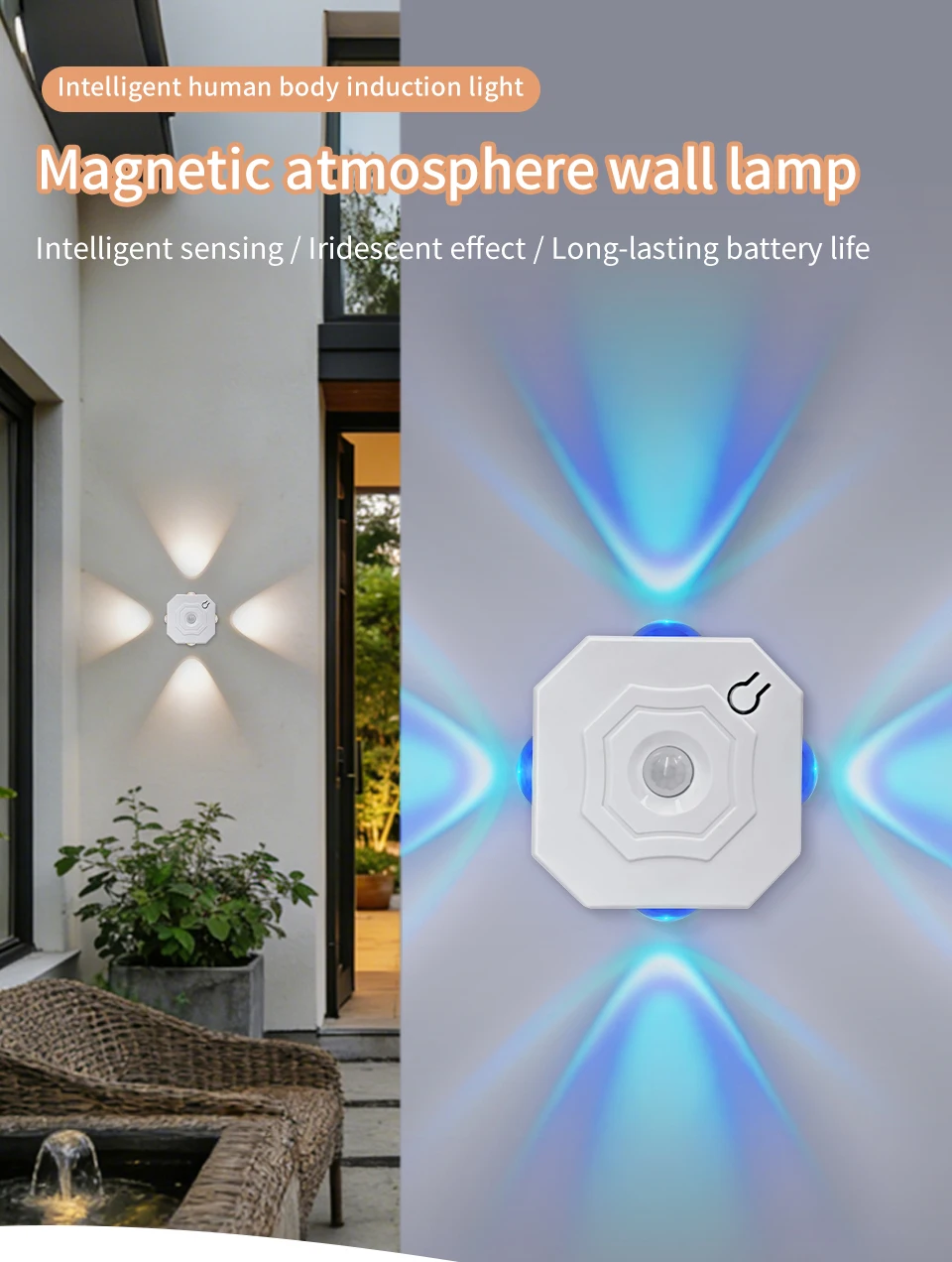 3 Colors or RGB Motion Sensor Wall Light LED Night Light USB Rechargeable Magnetic Wall Lamp Touch Dimming Bedside Stair Light