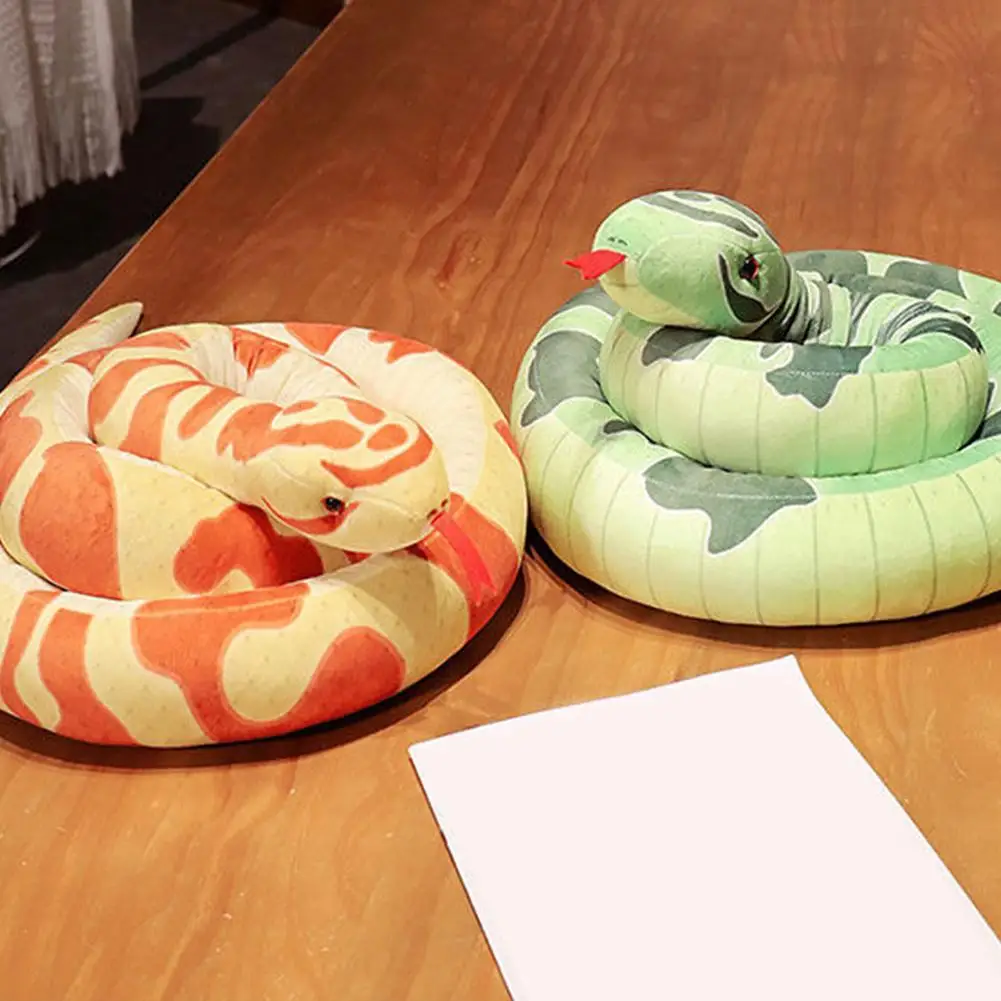 1PCS Giant Snakes Plush Toy Simulation Long Golden Python Stuffed Snake Plushie Children Boys Gift Home Decoration