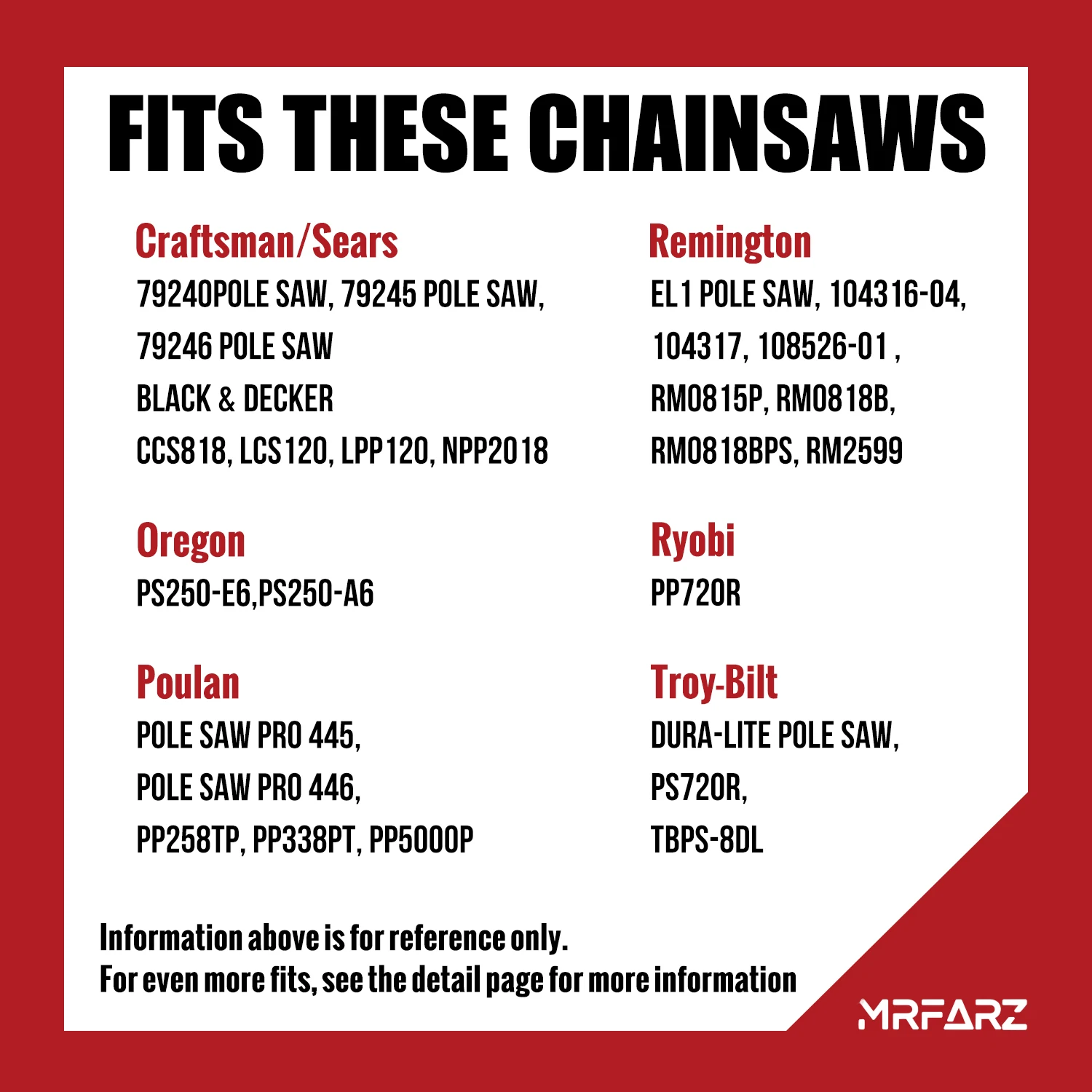 8인치 전기톱 체인 043" 게이지, 3/8" LP 피치, 34 드라이브 링크, 교체용 폴 톱 체인 DCPS620,20V MAX XR 리튬 이온, Poulan