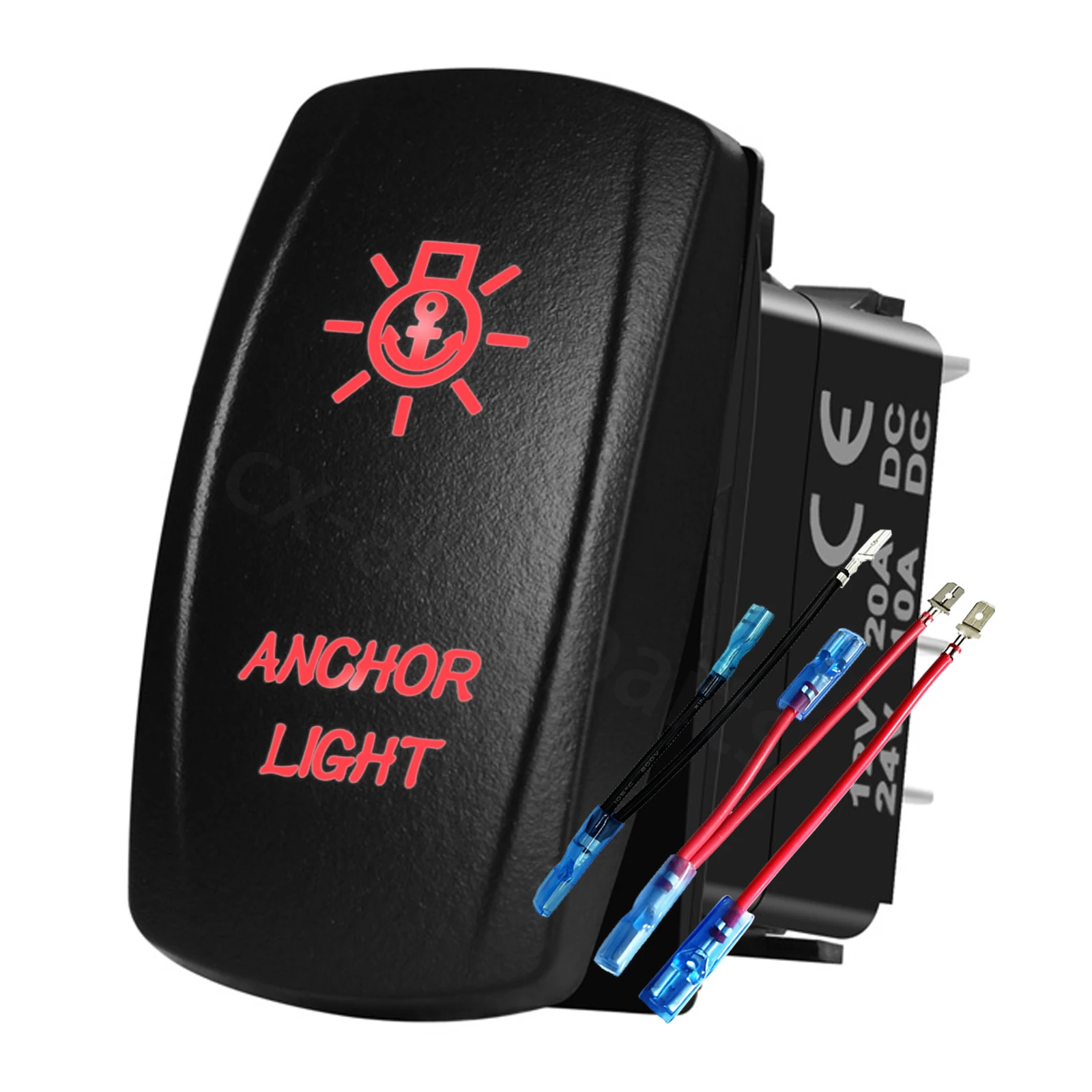 Red Led Anchor Light Rocker Switch 5Pin ON OFF Toggle Switch for Marine Boat Ship Vessel Fishing Boat 12V 24V Wtareproof IP66