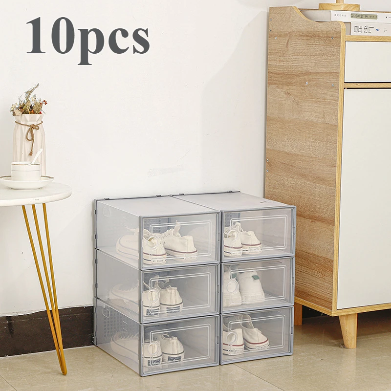 Transparent Shoe Box Dustproof Thickened Plastic Sport Shoe Storage Box Stackable Cabinet Transparent Storage Rack for Groceries