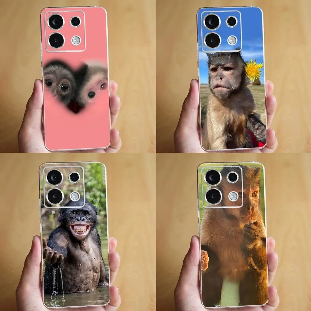 Monkey Sipping Capri Meme Funda Phone Case For Xiaomi 11 Redmi Note 11 5G 8T 9A 9 10T Note8Pro Note9 12SUltra Transparent Case