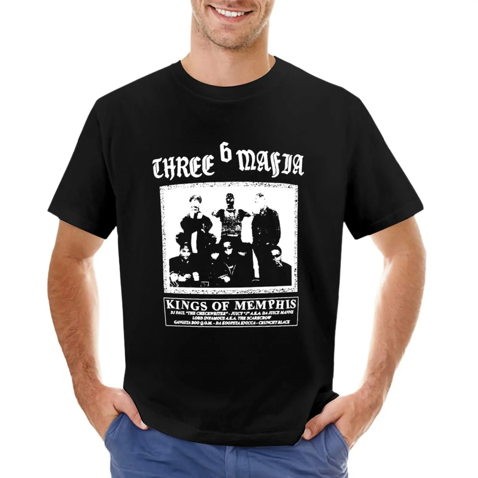 

Three-6-mafia-kings-of-memphis T-Shirt Short sleeve tee Aesthetic clothing plain white t shirts men