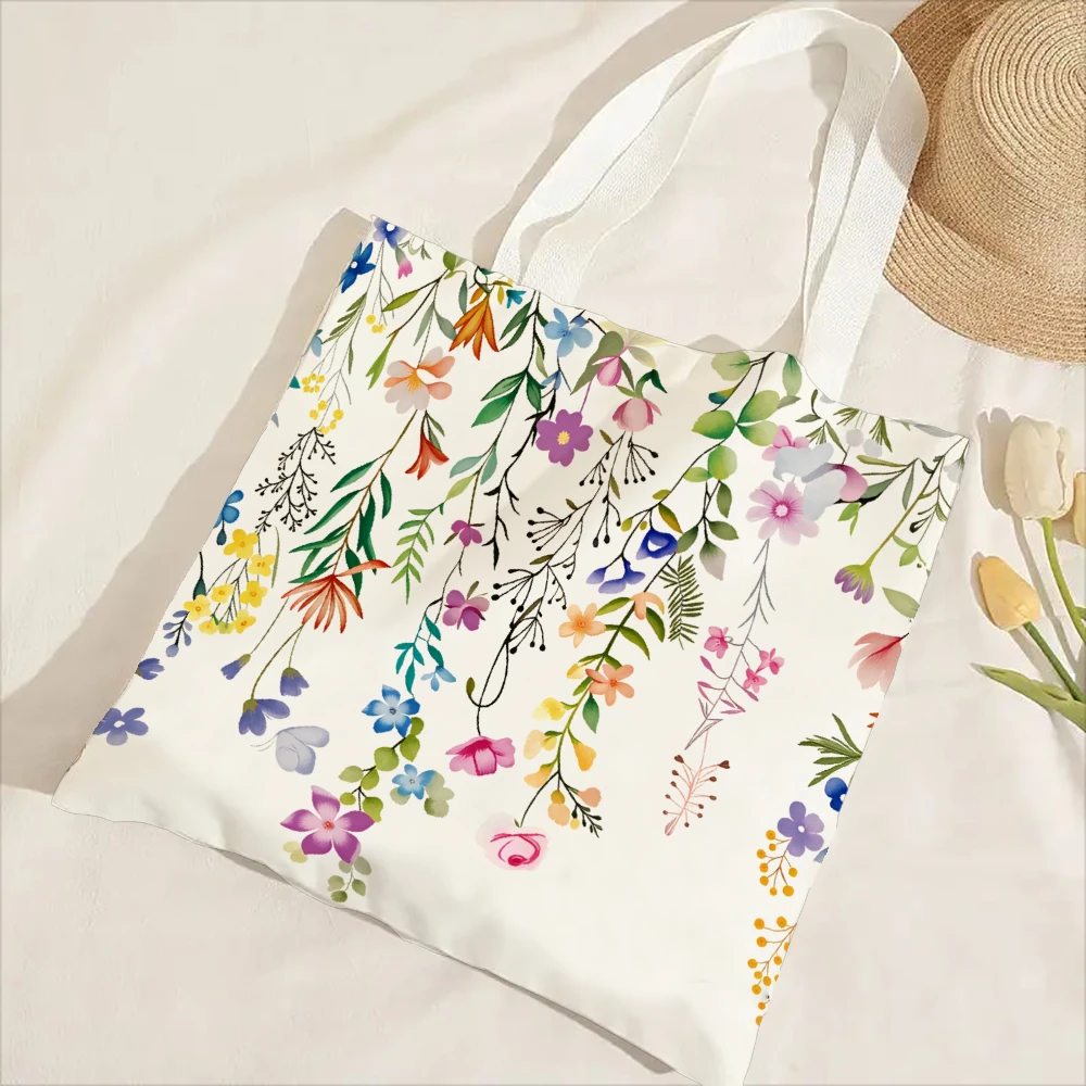 Flower Printed Tote Bag, Reusable Fashionable Backpack, Multifunctional Handbag, Printed Shopping Bag