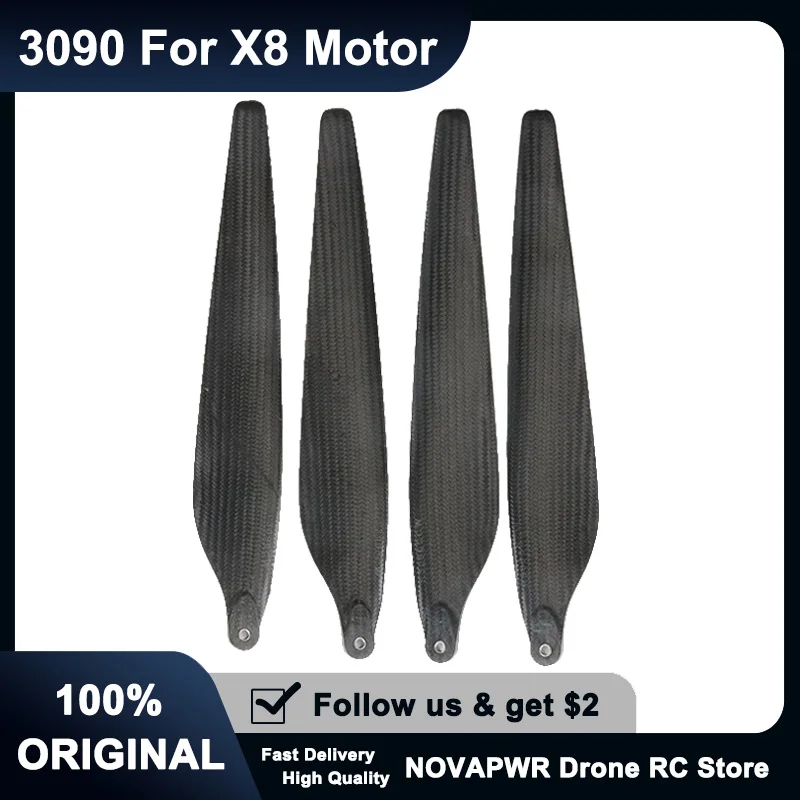 Hobbywing X8 30-Inch Carbon Fiber Drone Propellers 3090 Heavy-Duty Folding Blades for Crop Spraying (8120 Motor Compatible)