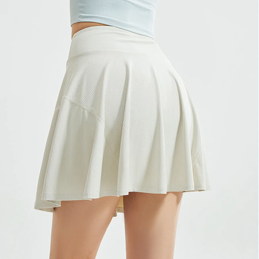 Running sports short skirt, women's one-piece fake two-piece skirt, anti glare high waisted tennis skirt