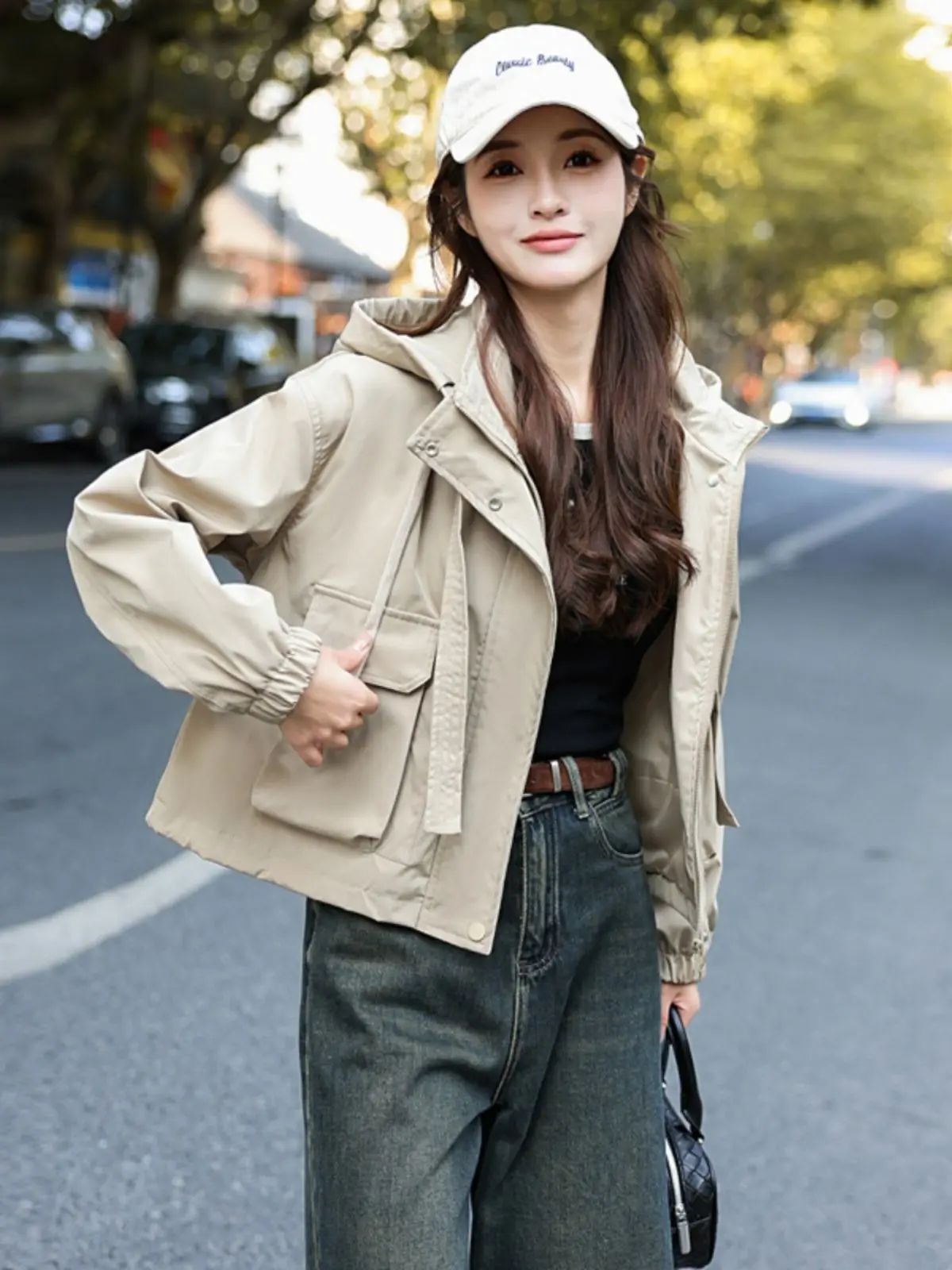 

Windbreaker Jacket Women's Short Style 2025 Spring And Autumn New Fashion Casual Hooded Workwear Jacket Top