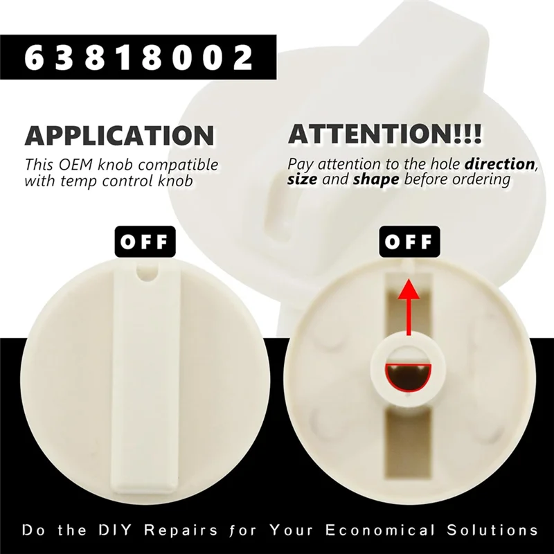 Quality Replacement Temp Control Knobs 2 PC For TPI63818002 Household Wall Heaters-A58E