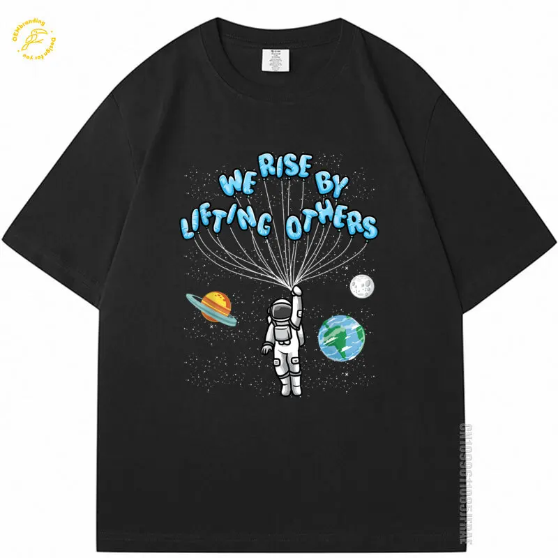 

We Rise Motivational Quote Oversized T-Shirt Classic Fit Short Sleeve Adult Short Sleeve T Shirt Men Clothes Mens Tshirt Cool
