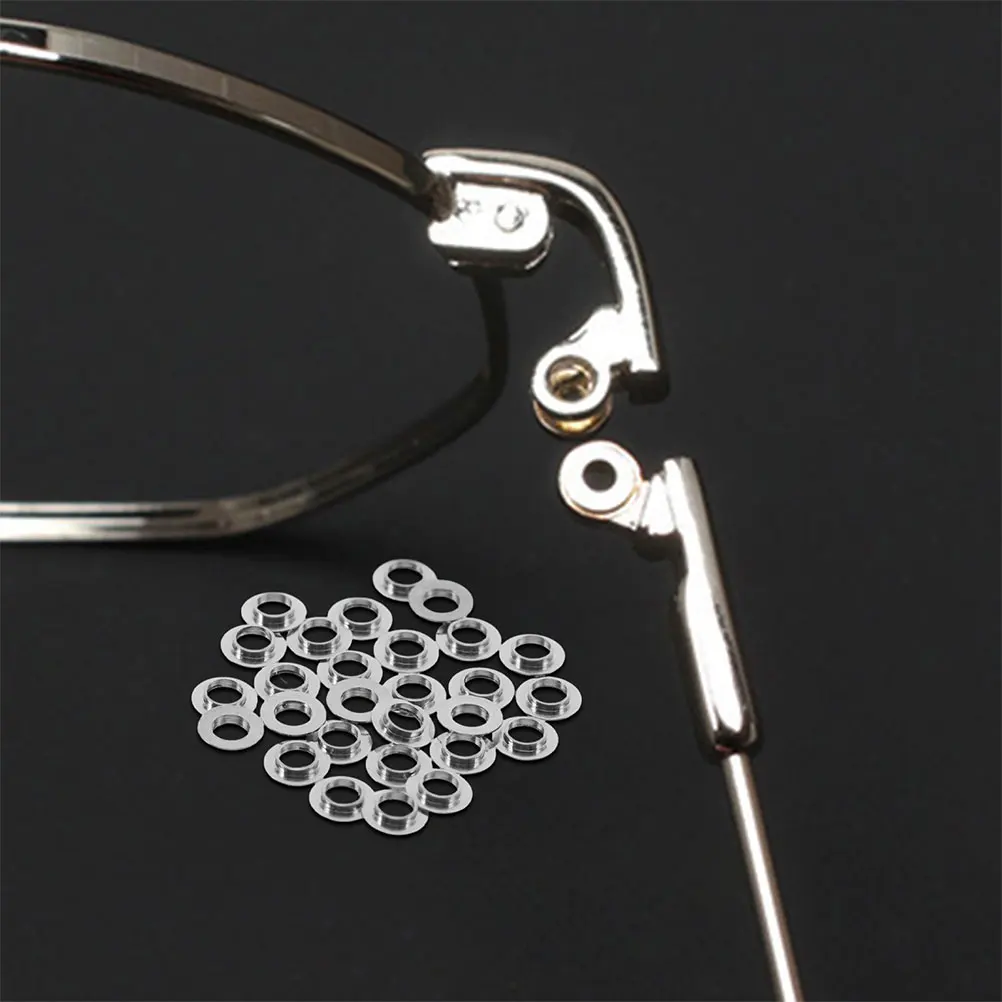 

200 Pcs Stainless Steel Washers Glasses Frames Lightweight Comfort Enhanced Stability Silver Convex Gaskets Frameless