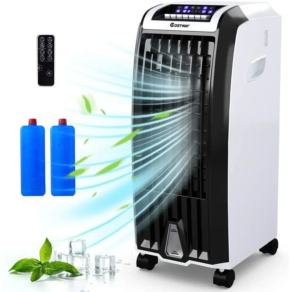 

Портативный испарительный охладитель воздуха с пультом ДУ, 3 скорости, таймер на 7,5 часов, 2 отсека для льда, бесшумный, для спальни, дома, общежитий