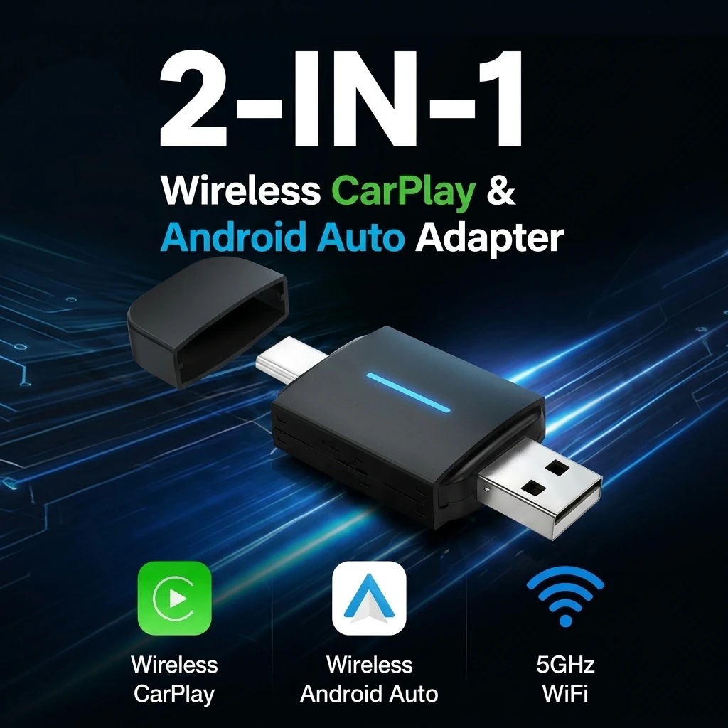 2026 Kabelloser Apple CarPlay Android Auto Bluetooth Auto-Adapter für iPhone Mini 2-in-1 USB-C Dongle Autozubehör Plug-and-Play – Detail 1
