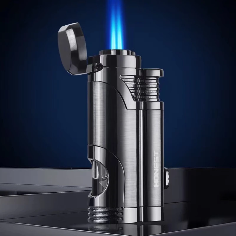 2024 New Metal HONEST Direct Charge Windproof Cigar Lighter Creative Butane Gas Inflatable Cigar Accessories Men\'s Gift Tool