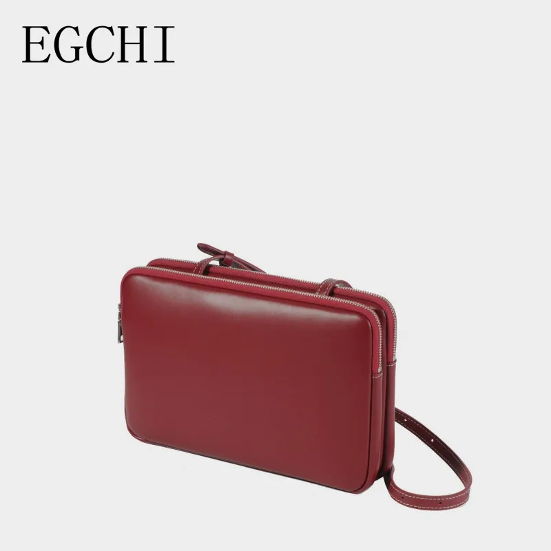 

EGCHI Korean Niche Minimalist Retro High-End Commuting Large-Capacity Double-Layer Briefcase Bag For Woman Crossbody Purse Trend