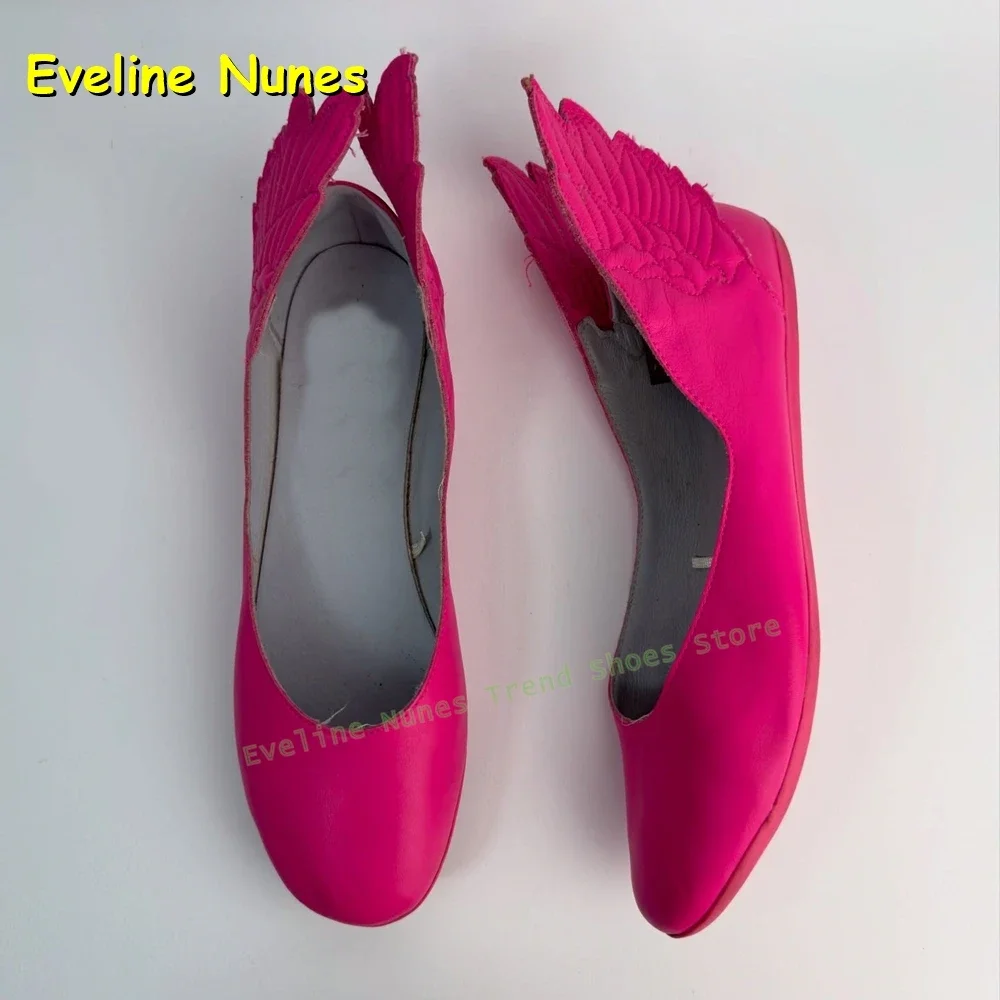 

Женские модные лоферы, весна-лето, новый стиль, 2022, туфли-лодочки с красным украшением в виде крыльев, неглубокие туфли-лодочки с круглым носком на плоской подошве и без шнуровки, однотонные