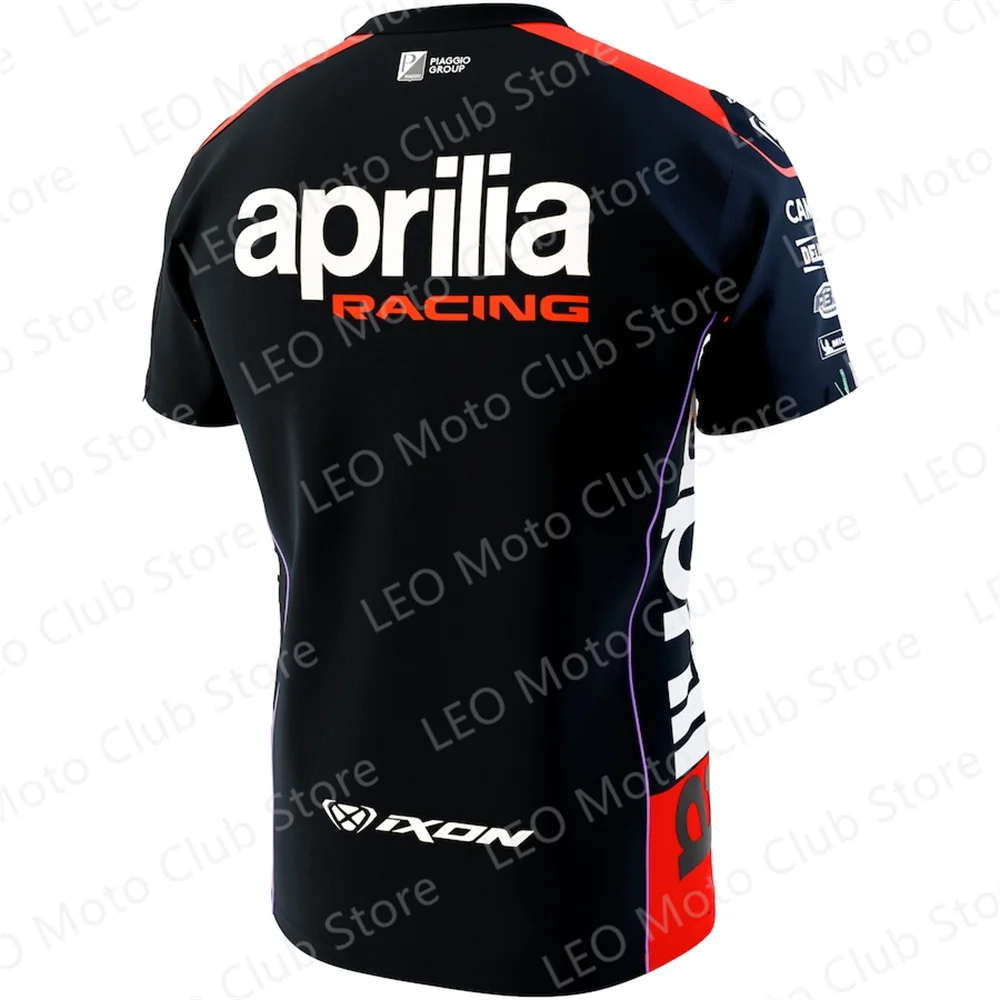 Motorcycle T-Shirt Men's Aprilia Racing Team Black Short Sleeve Summer 2024 Breathable Quick-Drying Sports Top