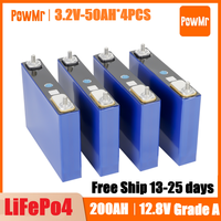 3.2V 50Ah Lifepo4 Battery Cell DIY Iron Phosphate 12V 50Ah Battery Power Supply 4000+ Cycle Boat Golf Car Off Grid Solar System