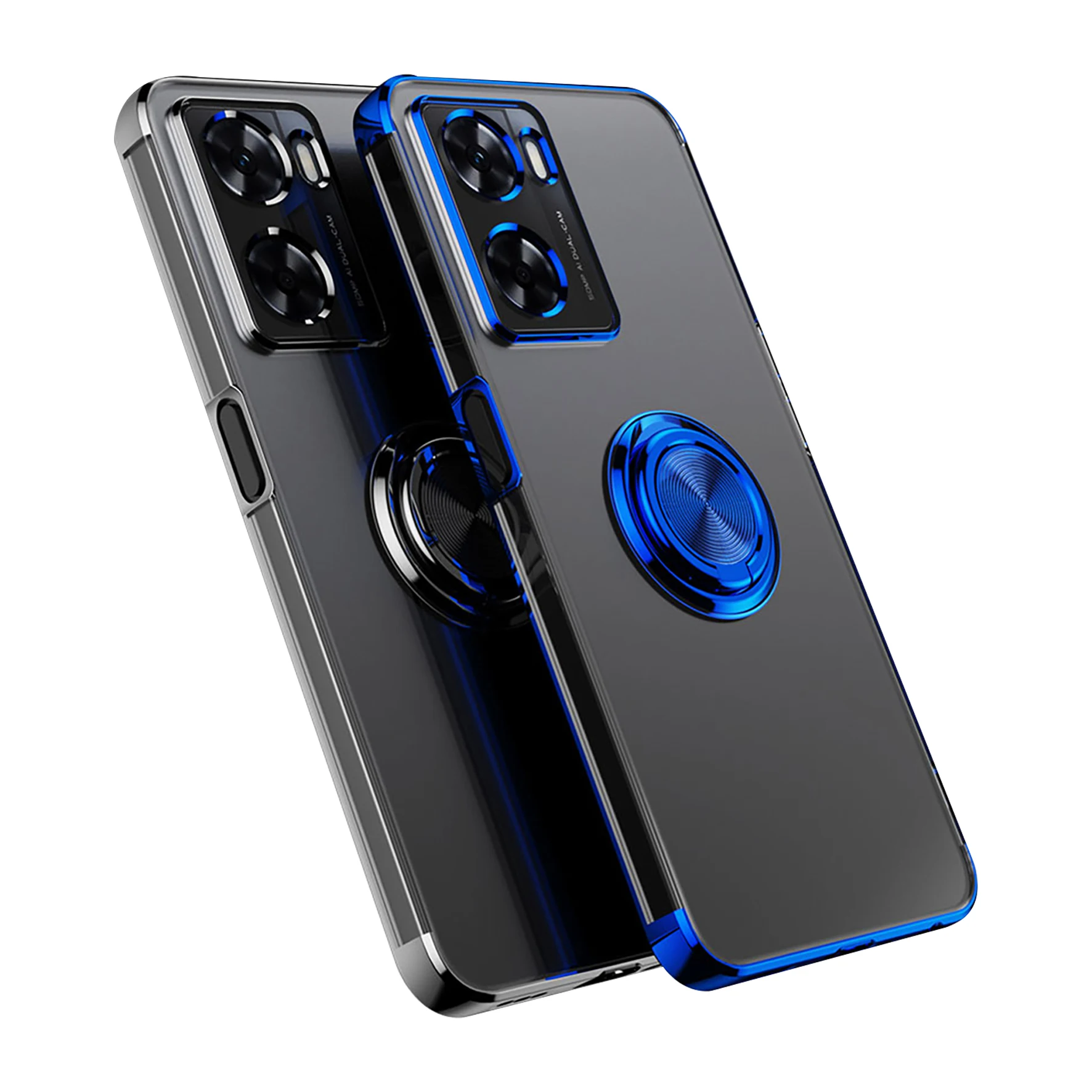 

Тонкий прозрачный магнитный чехол для телефона OPPO A57 A57S Reno 13F с металлическим кольцом-подставкой