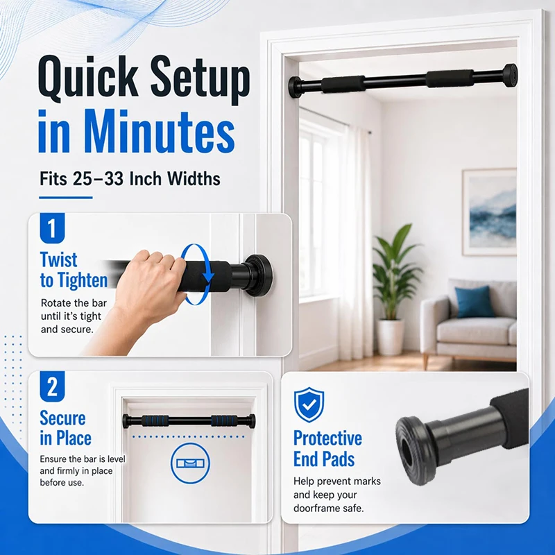 Door Horizontal Bar Home Indoor Wall Punch-Free Pull-Up Rack Door Frame Pull-Up Device Home Single and Parallel Bars image 3