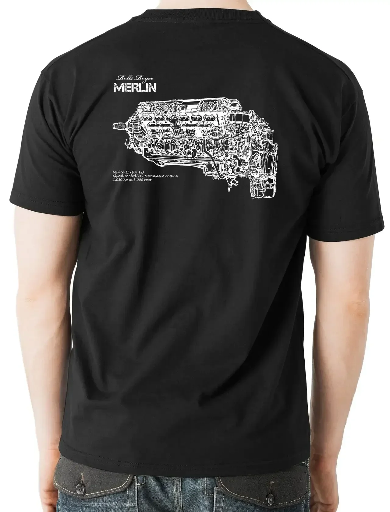 British Merlin Aero Engine Hawker Hurricane Fighter T-Shirt 100% Cotton O-Neck Short Sleeve Casual Mens T-shirt Size S-3XL