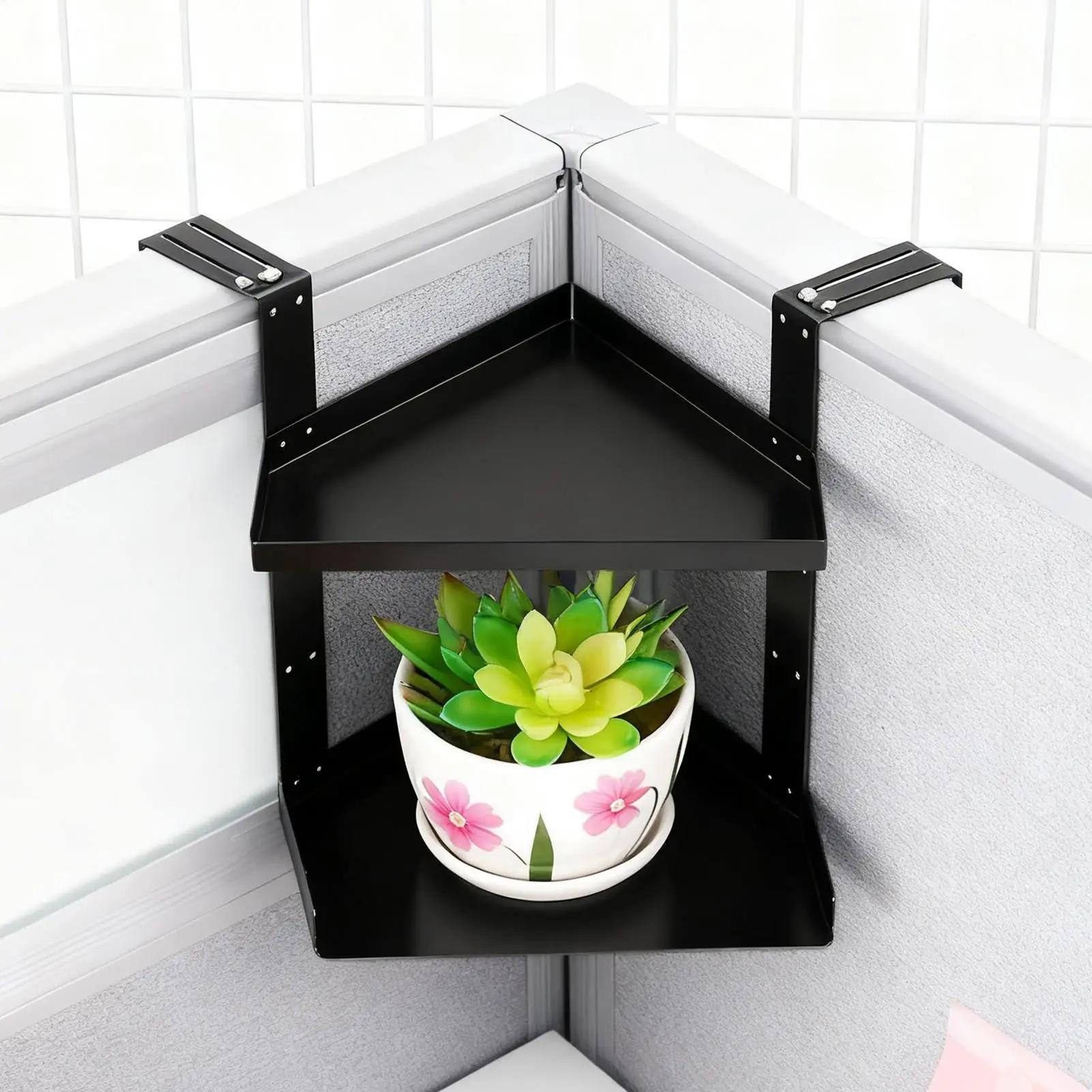 

Office Cubicle Shelf 2 Layers Organizer Height Adjustable Cubicle Organizer With Hooks For Office Home Kitchen Bathroom Bedroom