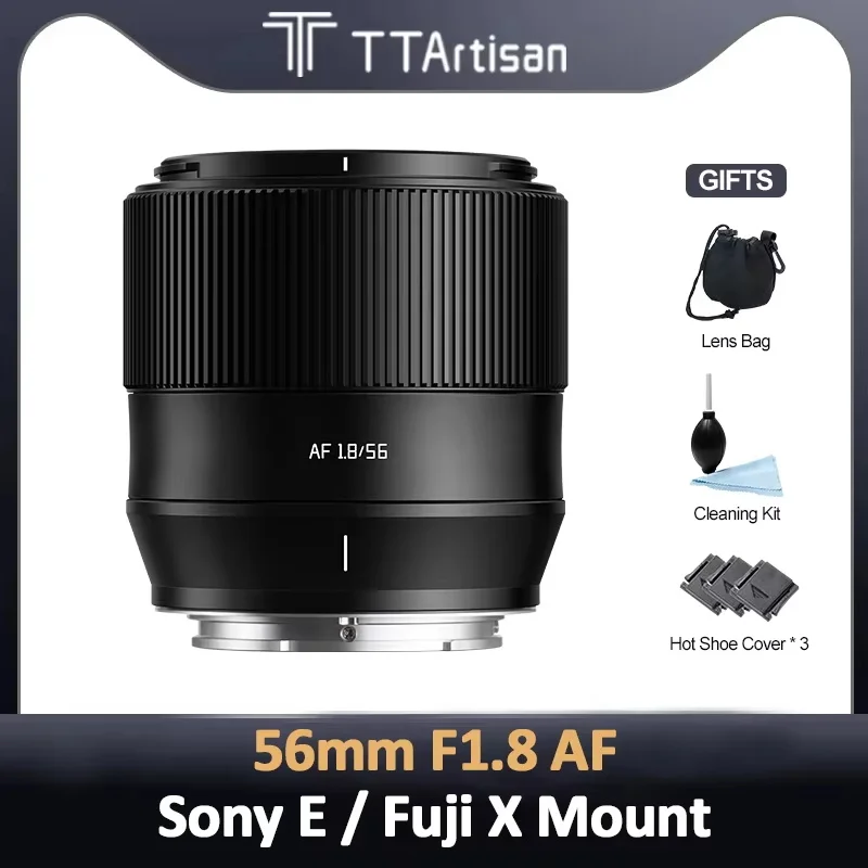 TTArtisan 56mm F1.8 AF Auto Focus Lens APSC Fixed Focus for Fuji X XF XT10 XT20 XT30 XT5 XS10 Sony E FE A6600 A6400 A7C A7CII