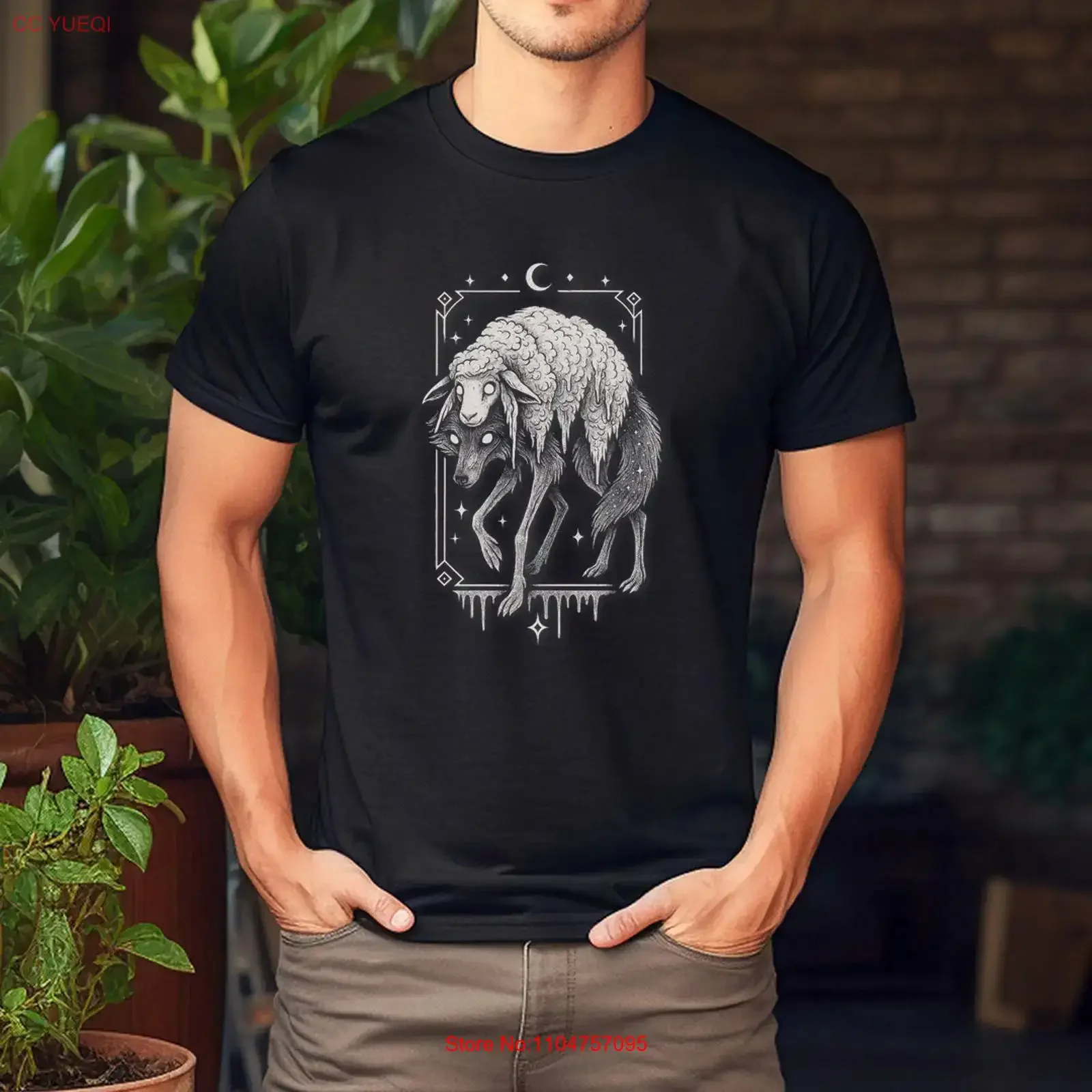 Wolf Sheep Horror Creepy Folklore Scary Goth Alt Aesthetic T Shirt vintage Washed Versatile Comfortable graphic Unisex