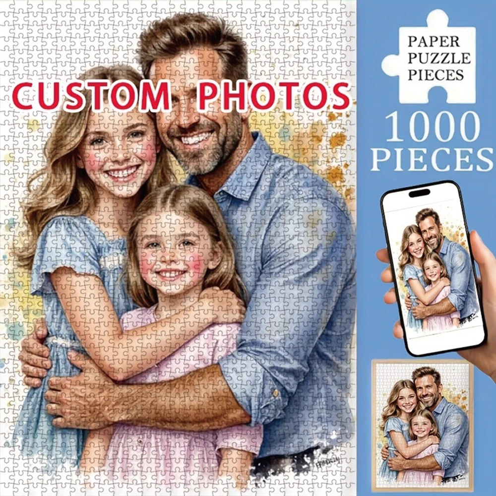 35/300/500/1059 Teile Personalisiertes Foto-Puzzle mit Familienfotos für Vatertag, Schulanfang, Halloween, Weihnachten, Neujahr