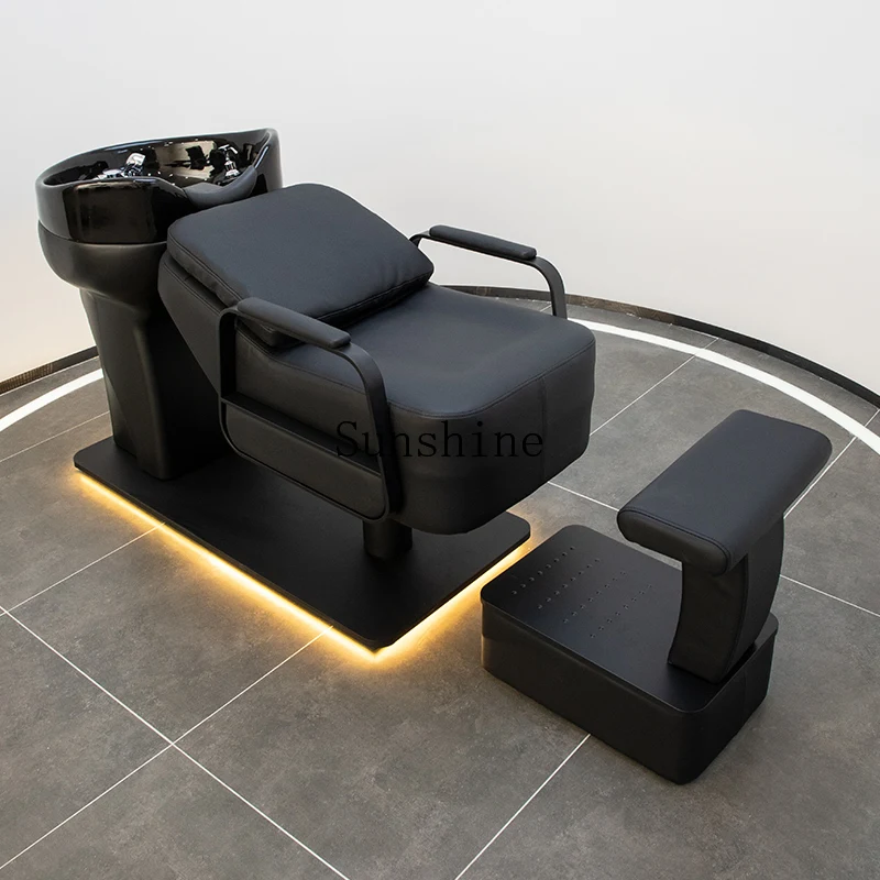 

Barber shop shampoo bed hair salon special semi-reclining high-end stainless steel ceramic deep basin