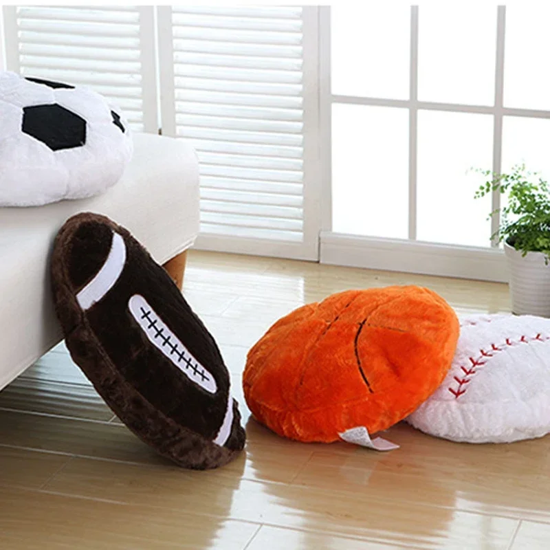 Creative Spherical Cushion Soft Sofa Decor Basketball Football  Throw Pillow Soccer Baseball Plush Stuffed Pillow Bedding Gift