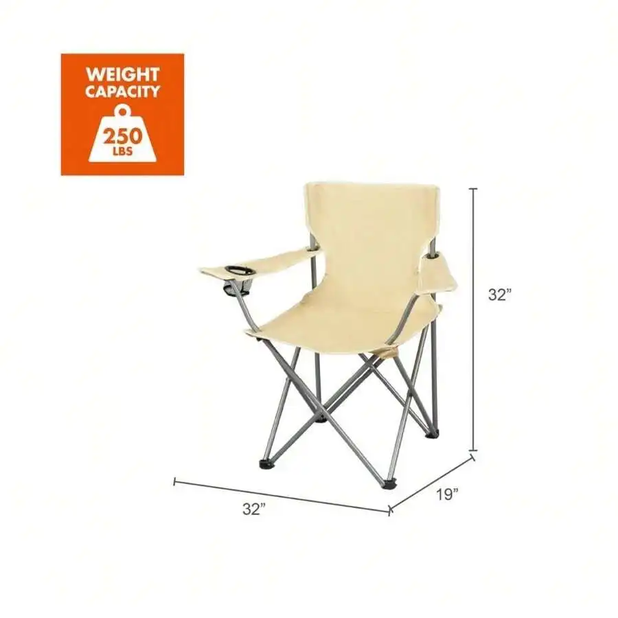 

Folding Camping Chair With Cup Holder For Adults Beige