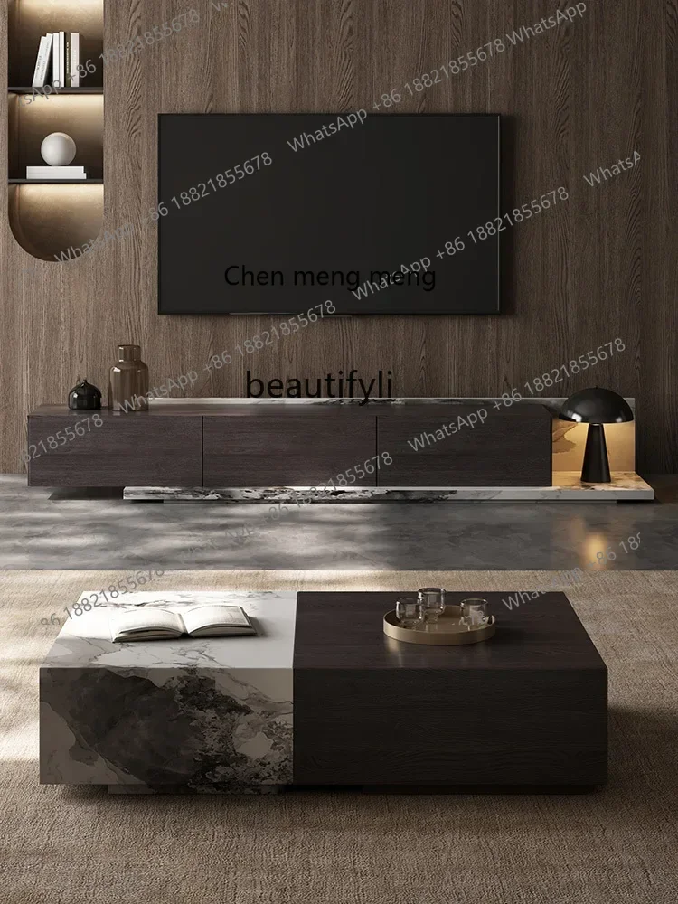 

K185 Italian Stone Plate Coffee Table Movable Living Room Coffee Table Household Modern Minimalist Creative Square