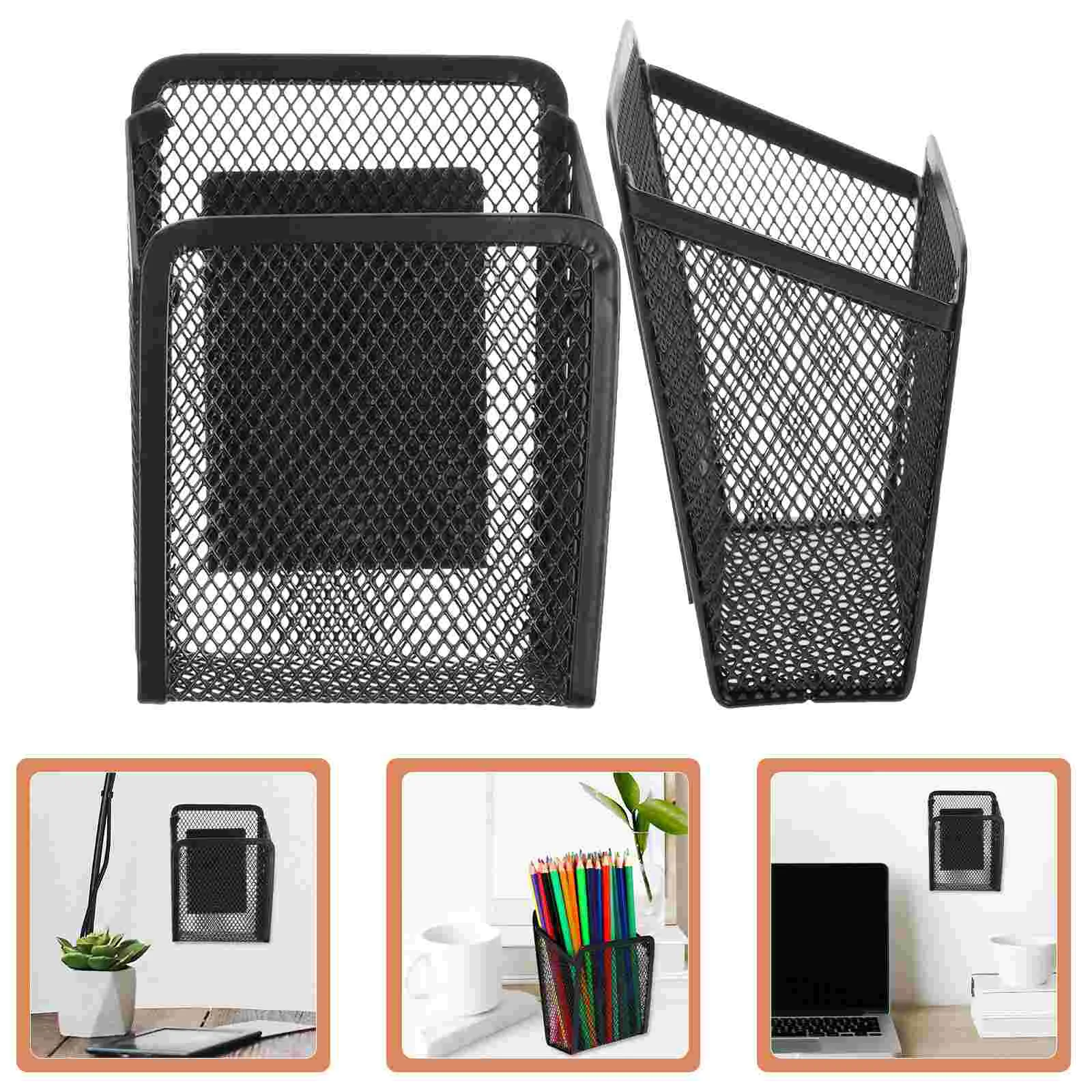 2 Pcs Storage Basket Magnets School Supplies Bracket Whiteboard Pen Holder Magnetic Pencil Iron Cup