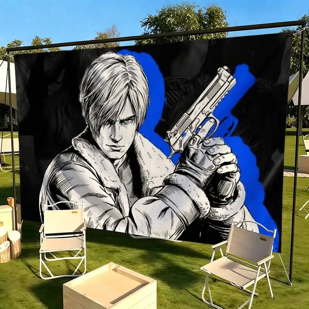 Game R-Resident E-Evil Requiem Leon  Flags for Bedrooms Home Decor Items Outdoor Decors Garage Decoration Flaga