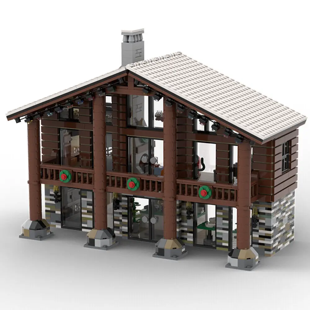 

Winter Village: Ski Lodge with Interior for Christmas 2032 Pieces MOC Build