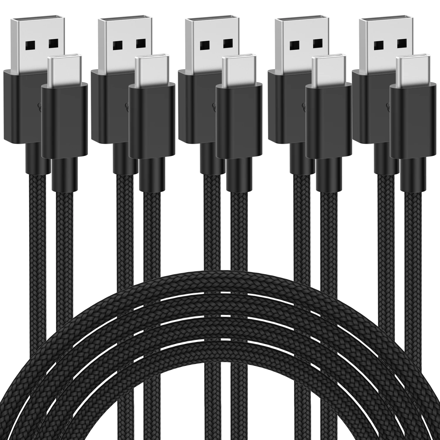 5-Pack USB to USB C Cable for iPhone 17/17 Pro/17 Pro Max/17 Air/16/16e/16 Pro/16 Pro Max/15/15 Pro Max, Type C Charging Cord