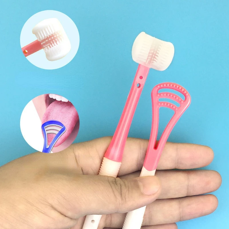 Brosse à Dents Créative pour Bébé de 2 à 12 Ans, à Trois Faces, Souple, de Sécurité, Soins d'Hygiène Buccale pour Enfant, Brosses Recouvertes de Langue, 1 Pièce