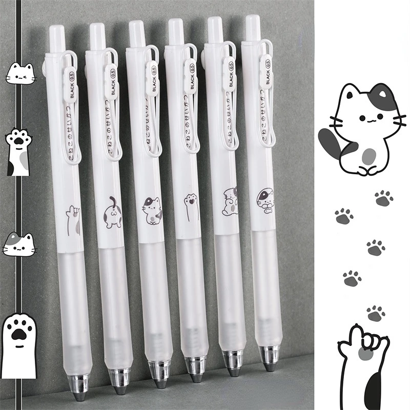 4 stks/partij Kawaii Kleine Katten Cartoon Gel Inkt Pennen School Kantoor Schrijven Levert Gift Briefpapier Leuke Pen Kids Prijzen