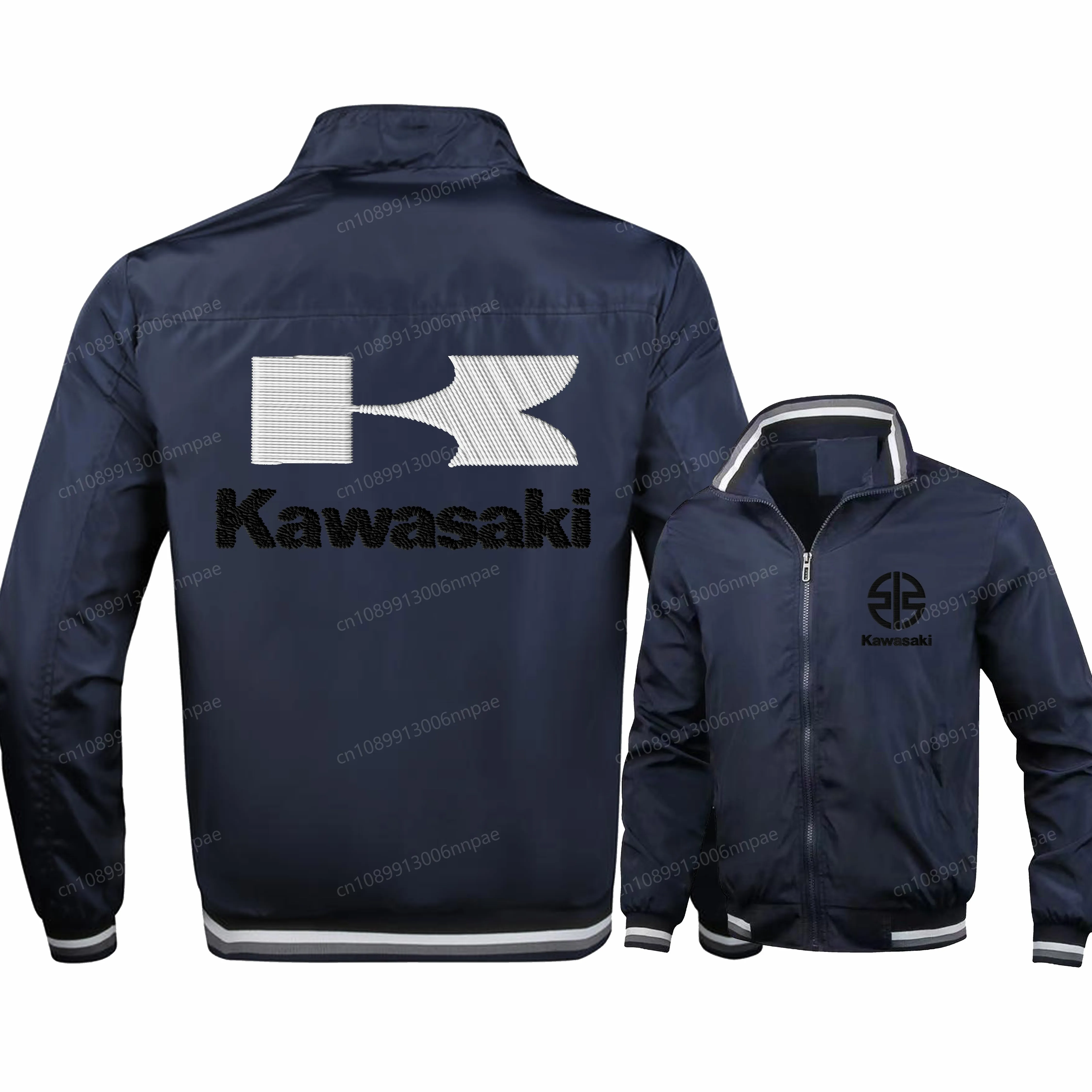 

Embroidery Kawasaki 3D Printing Sports Coat Men's Jacket Motorcycle Uniform Clothing Zip Up Coats Motorcyclist Clothes Jackets