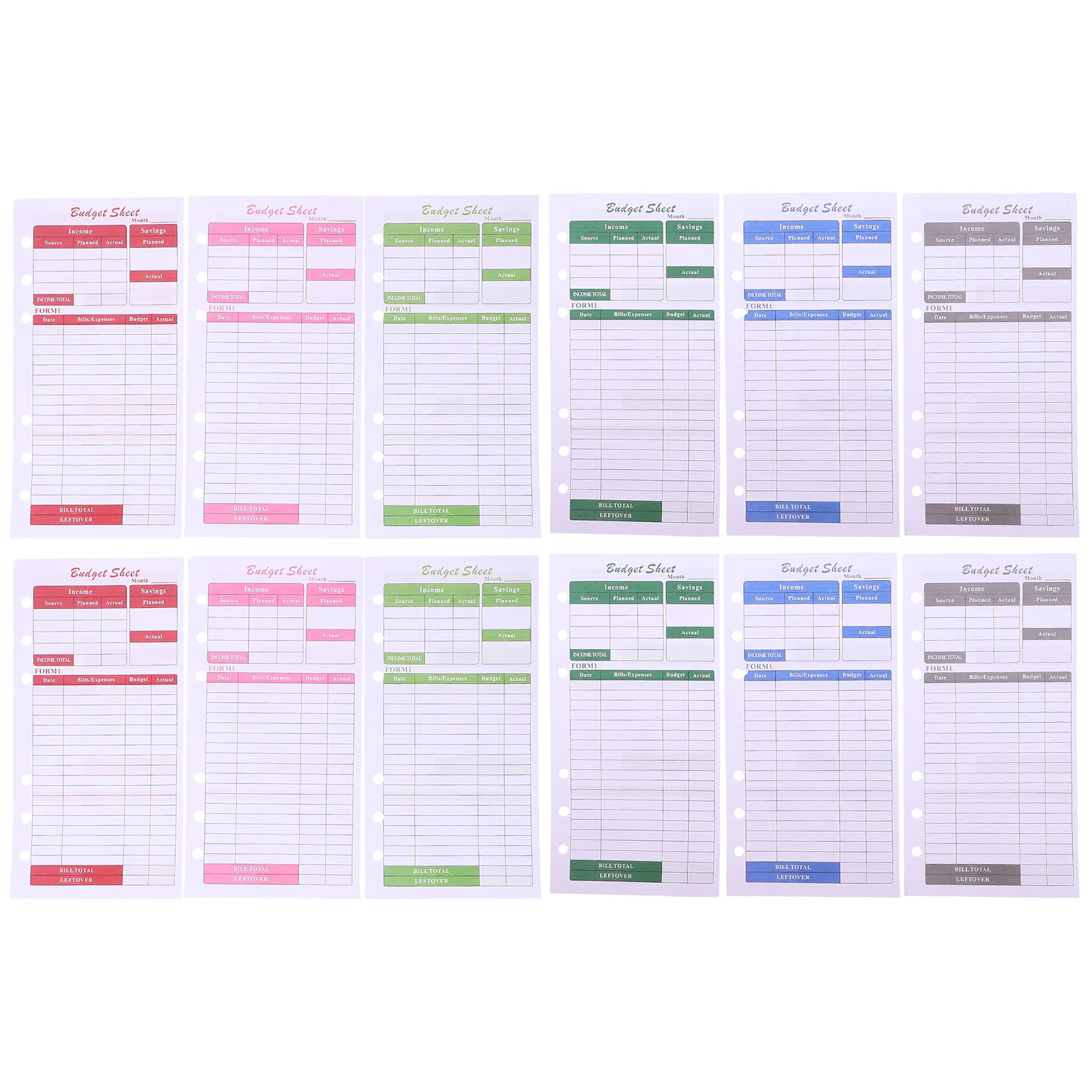 

12 Sheets Envelope Spending Budget Card Cash Binder Paper Office Supplies Tracker