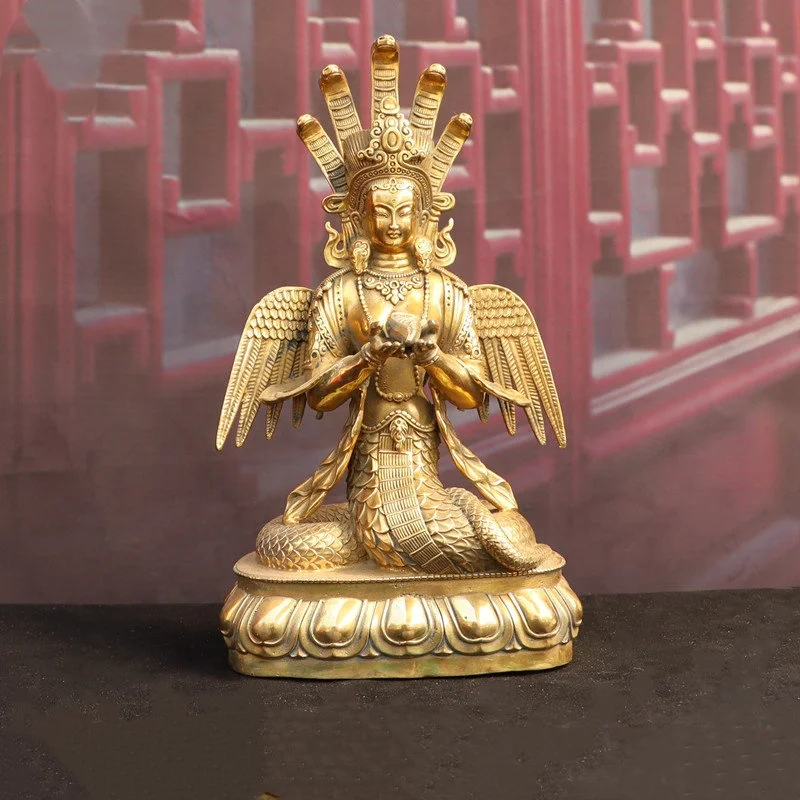 

Antique Pure Copper Dragon Tree Bodhisattva Buddha Statue Esoteric Tibetan Buddhism Home Offering Desktop Ornament