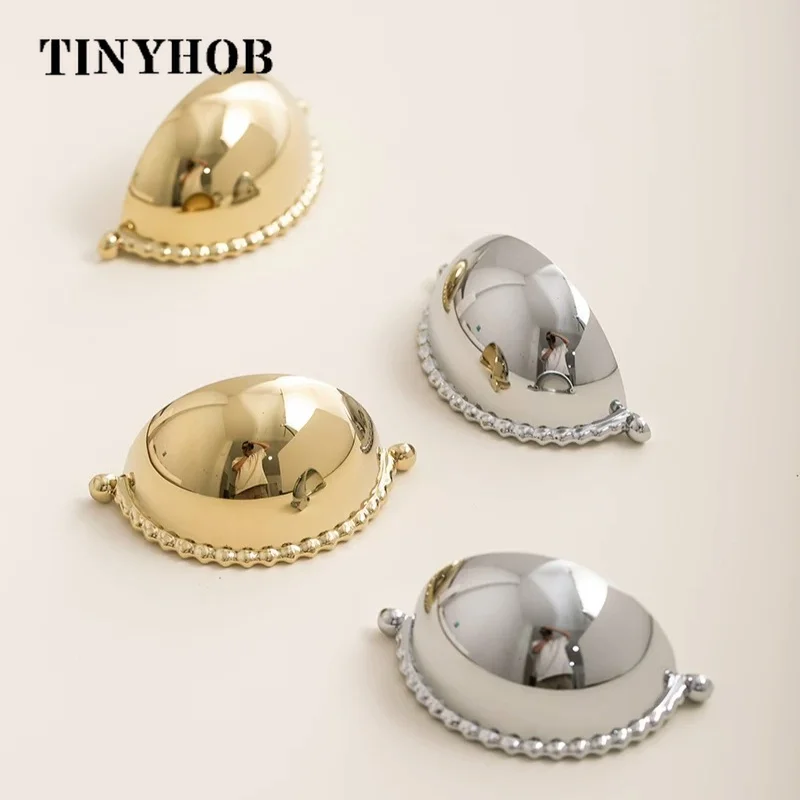 Beaded Half Moon Cup Cabinet Handle,Gold Polished Shell Shape Drawer Pull Knob,Furniture Hardware for Wardrobe Cupboard Dresser