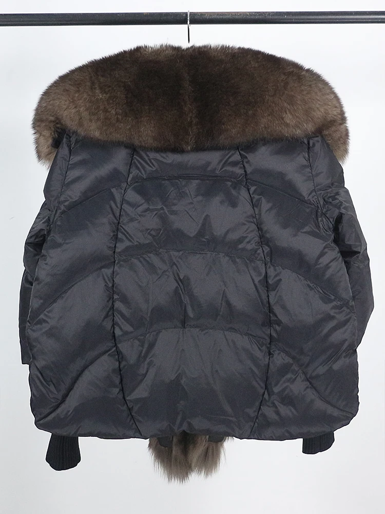 Lose Natürliche Echt Fox Pelz Kragen Mantel Dicke Neue Europäische Mode Weiße Ente Unten Jacke Winter Frauen Warme Luxus Oberbekleidung – Detail 8