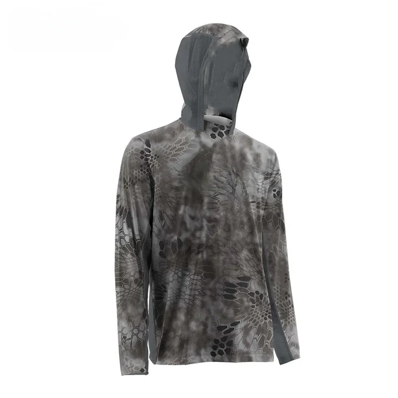 

Hooded Fishing Shirt Long Sleeve Uv Protection Man Outdoor Summer Camouflage Moisture Wicking Jersey Fishing Apparel