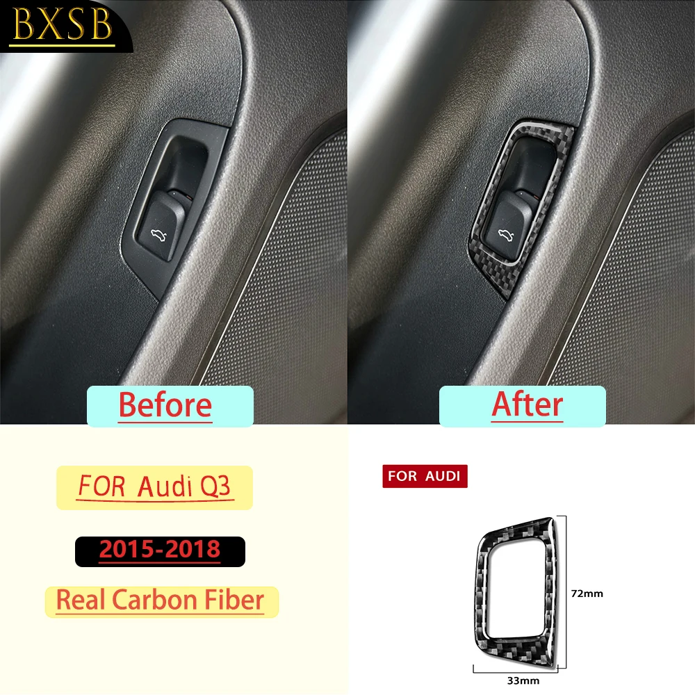 For Audi Q3 2015-2018 Car Rear Trunk Switch Button Frame Trim Real Soft Carbon Fiber Interior Accessories Decoration Stickers