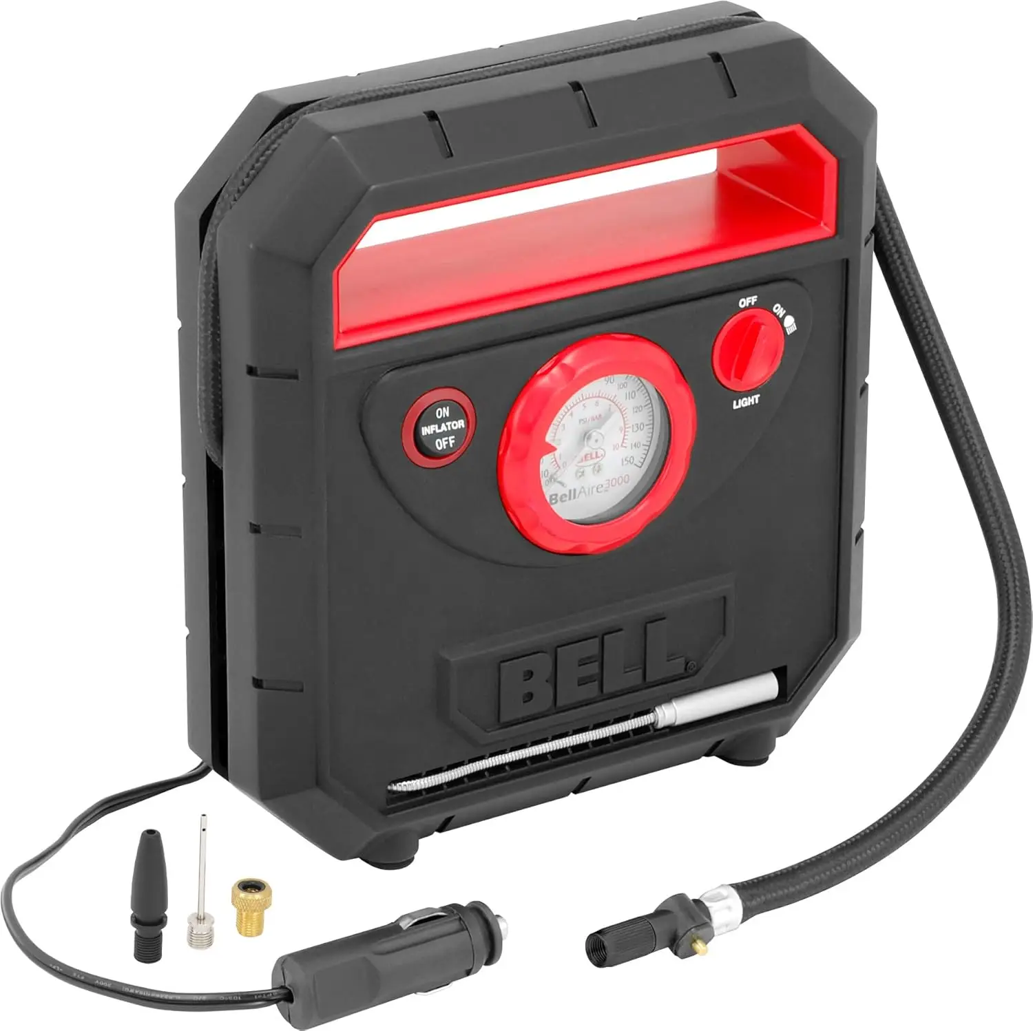 

Bellaire 3000 Emergency Tire Inflator 12V, Auto Shut-Off, Flex Neck LED Light, Rugged Handle