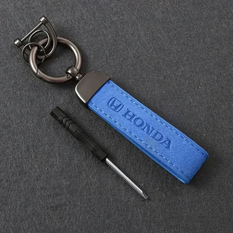 Metal Leather Car Keychain Lanyard Key Ring Buckle for Honda CRZ Vezel Accord Civic Insight CRV Jazz Fit Crosstour Accessories