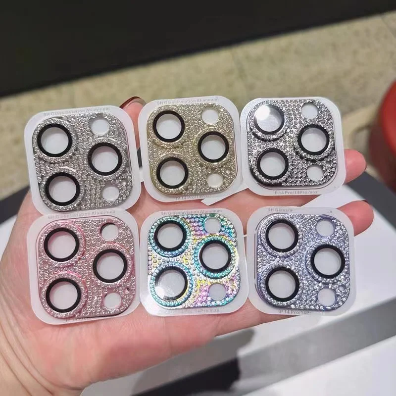 3D Rhinestone Diamond Glitter Camera Lens Protector For IPhone 17 16 15 Pro Max 14 15 Plus 12 13 Mini Glass Lens Accessories